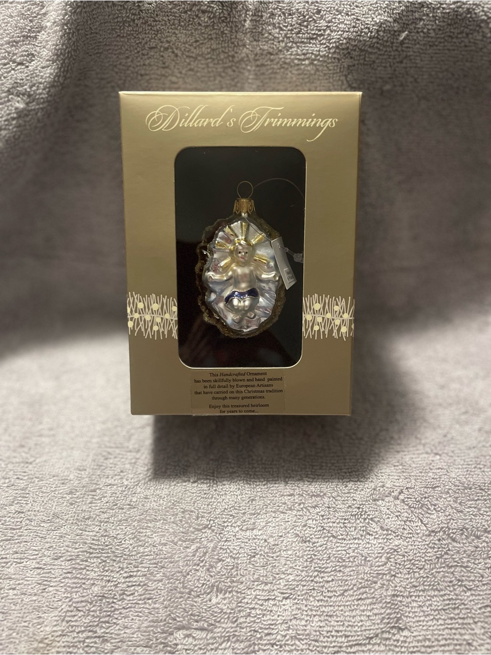 Dillard's Trimmings mouth-blown glass Baby Jesus angel ornament made in Poland ✨